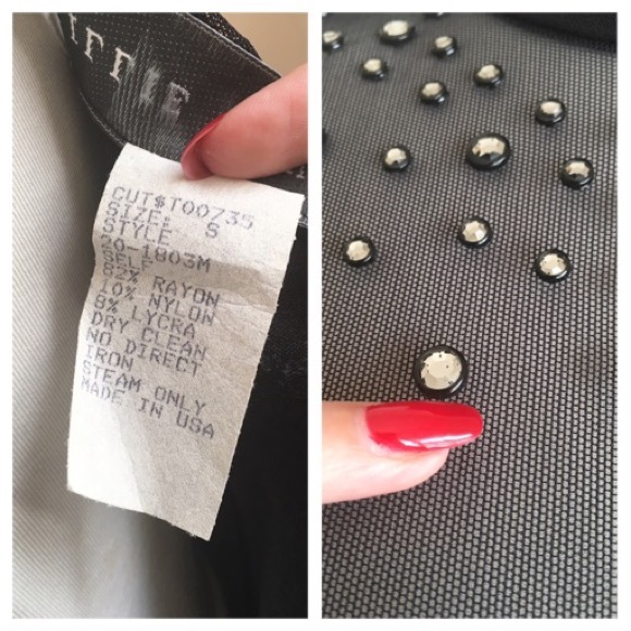 Vtg Lillie Rubin Sheer Mesh Panel Rhinestone Dress - Picture 7 of 8